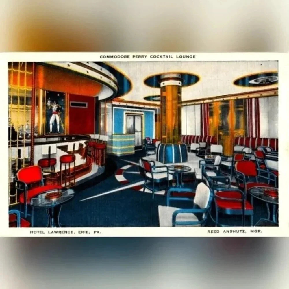 COMMODORE PERRY COCKTAIL LOUNGE VINTAGE POSTCARD
